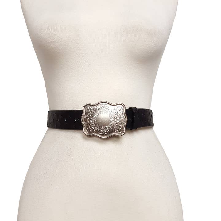 Axesoria West - Wholesale Riem - Dames - Op het westen geïnspireerde gesp met riem met struisvogelprint7