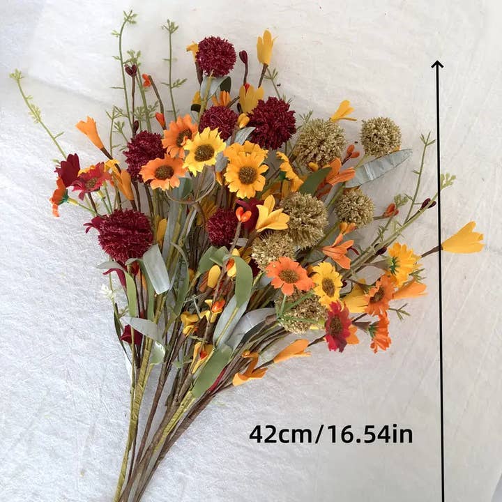 Huis Van Merken - Wholesale Artificial Flowers - Artificial Autumn Flowers 6-Pack: White Hydrangea, Daisy, DIY Decor2