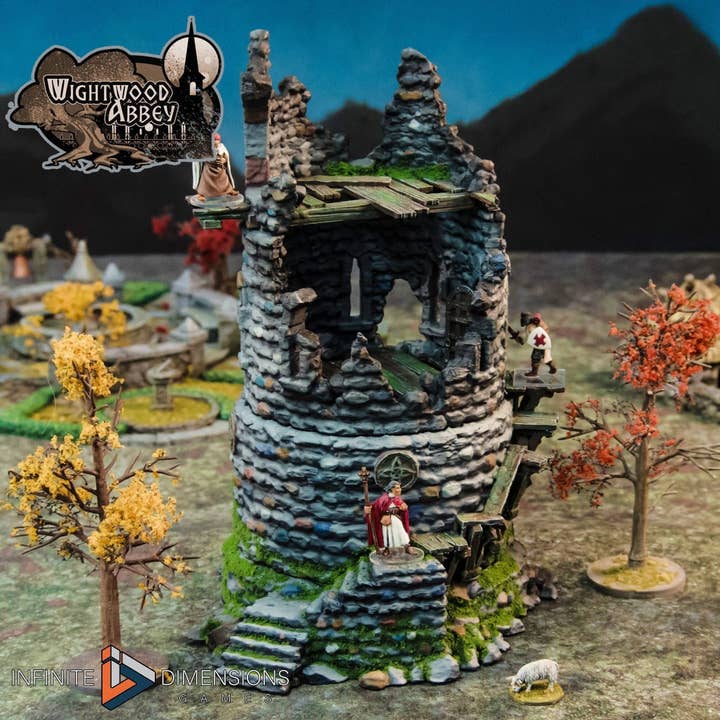 Ødelagt Rookery Tårn - Whitewood Abbey Sæt | Diorama | DnD | Krigsspil | Bygning | Landsby | By - Høj Kvalitet 3D Printet, 15mm 28mm 32mm for engroshandel hos The Beaver and Broadsword