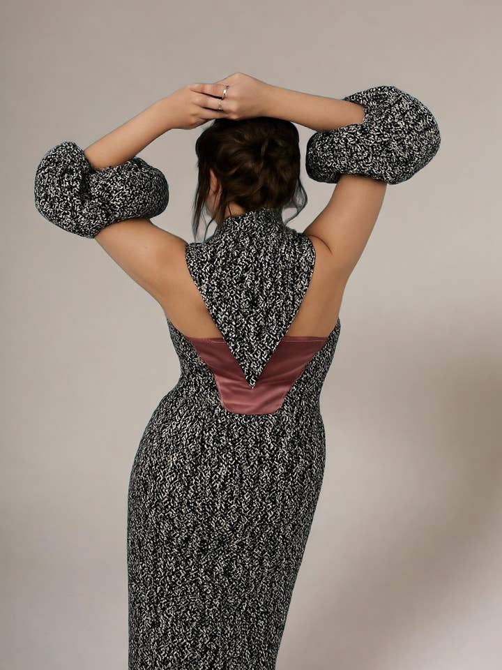 Diana manga bufante midi por atacado de Gingham Doll