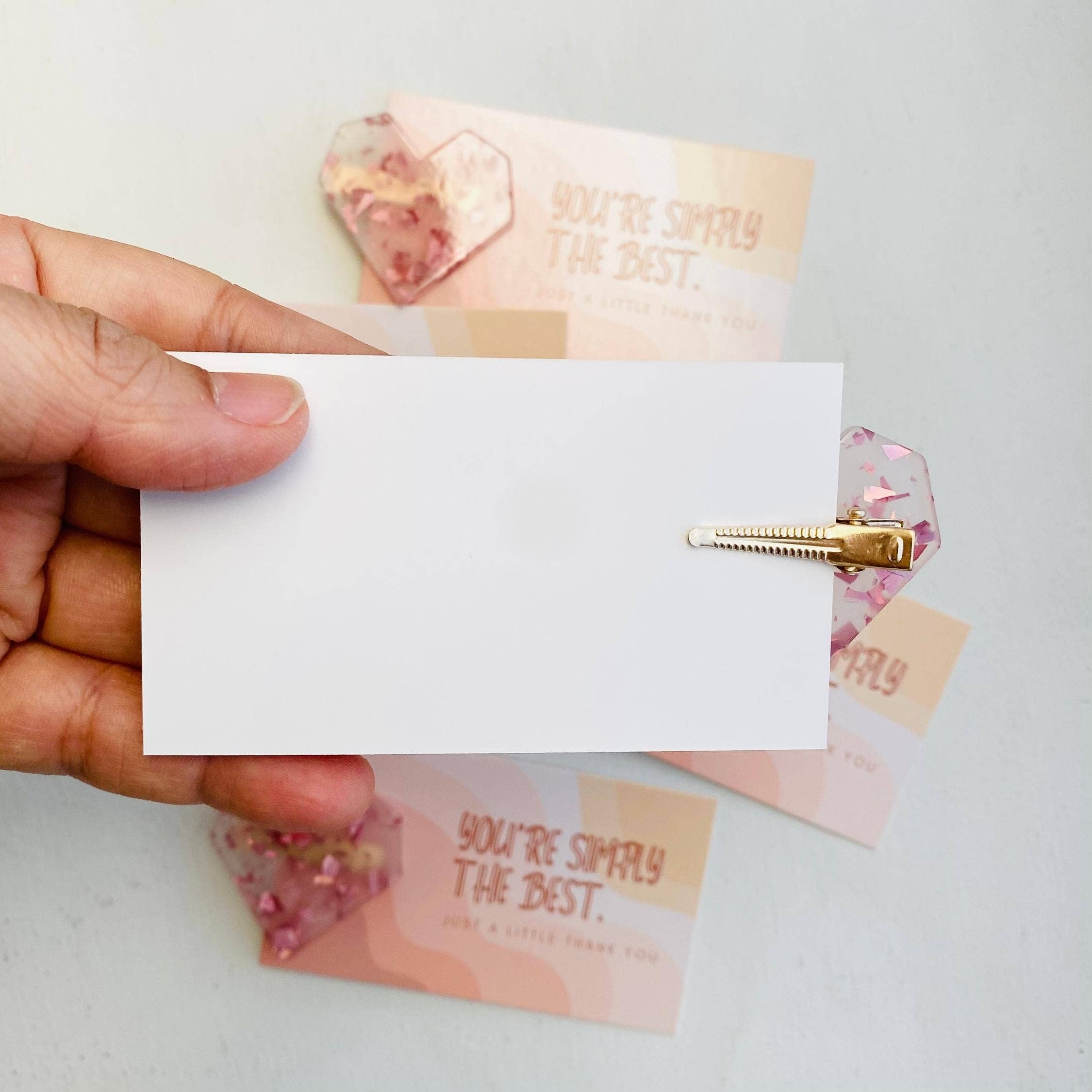 Tiny Gift Society - Wholesale Hair Clip - Women's - Thank You Gifts Pink Heart Hair Clip | You're the Best Card6