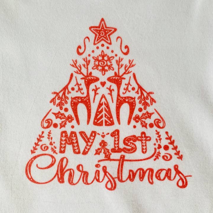 Shakes + Speares - Wholesale Bodysuit (Non-Footed) - Baby - Baby LS White Bodysuit - 1st Christmas5