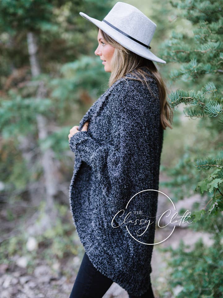 The Classy Cloth WS - Wholesale Cardigan – Women’s - Luxe Cardigan - Black Marled RTS2