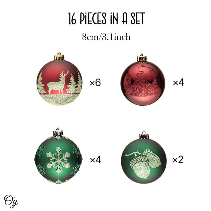 OrnamentallyYou - Wholesale Ornament Set - Majestic Winterly Nature Glittered Ornament Bauble Set