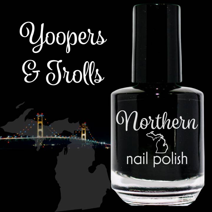 Yoopers & Trolls ~ Nail Polish Black Creme Toxin Free Vegan for wholesale by Northern Nail Polish