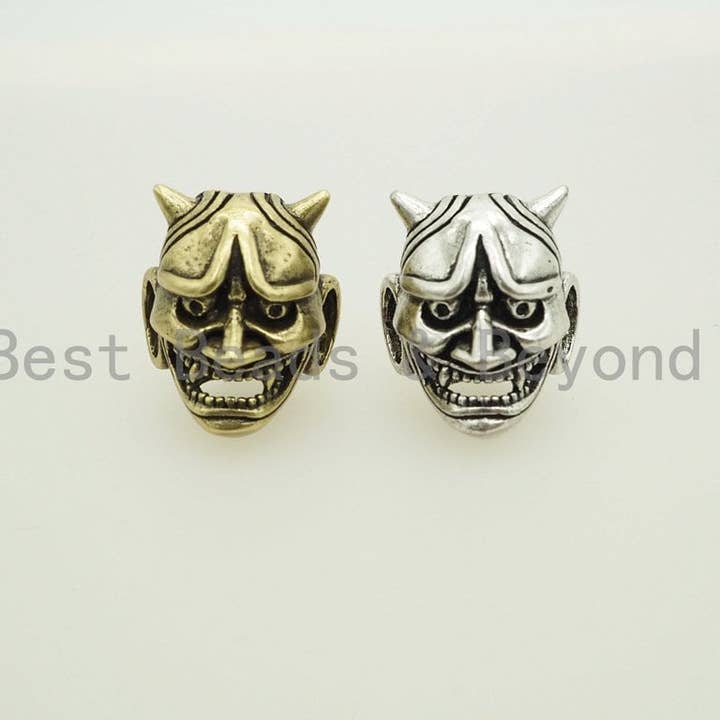 BestBeads&Beyond - Wholesale Individual Charm/Pendant - Antique Evil Goblin Head Bead, 550 Paracord Skull Charm, Survival Bracelet Beads, Lanyard Making Charm, Men's Bracelets DIY,16x19mm, sku#Y90