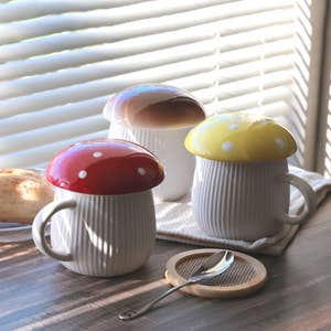 Cute Mushroom Glass Tea Cup 10oz Mushroom Glass Coffee Cup With