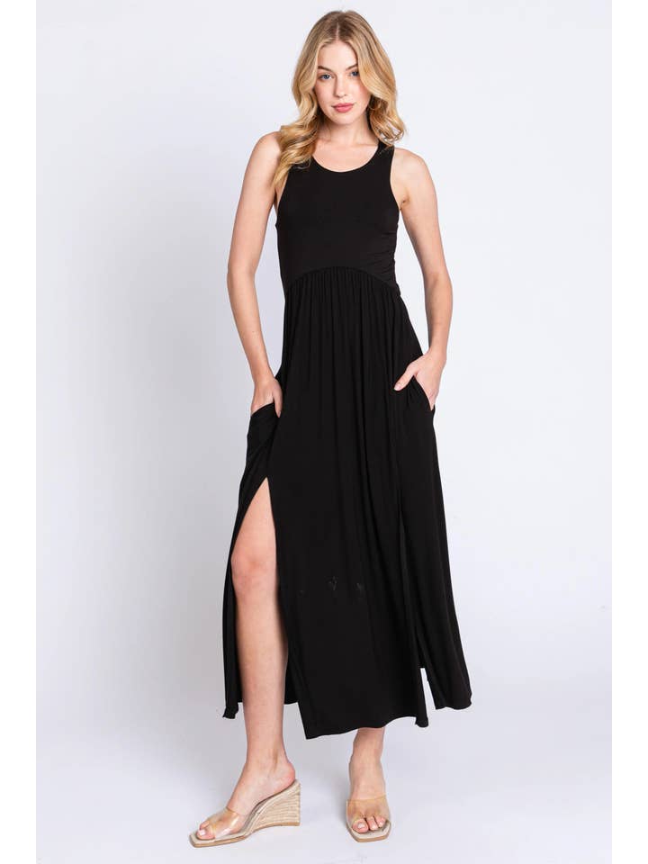 Final Touch - Wholesale Dress - Women's - Sleeveless Slitted Dress - D40755
