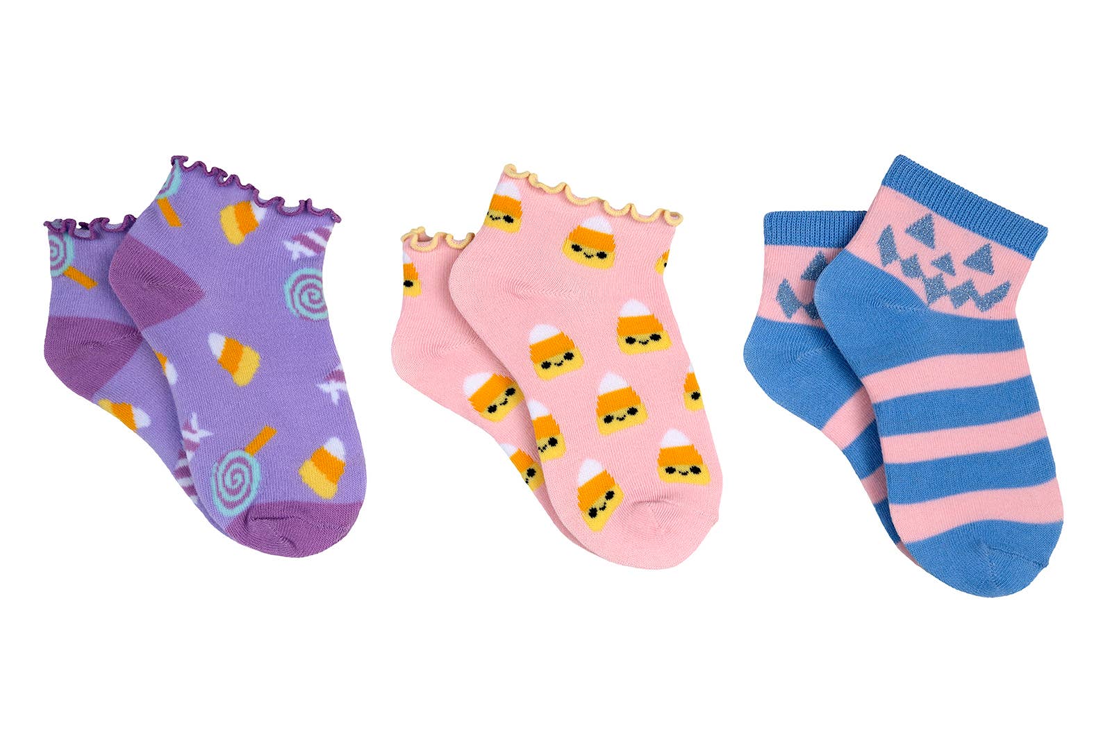Everything Legwear - Wholesale Socks - Kids - Sock House Co. Halloween Girls Candy Corn 3 Pair Anklet Sock0