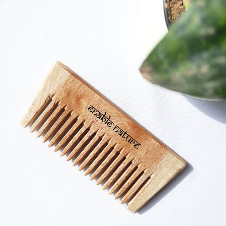Enable Nature - Wholesale Hair brush/comb - Neem Wood Wide Tooth Detangler Comb2