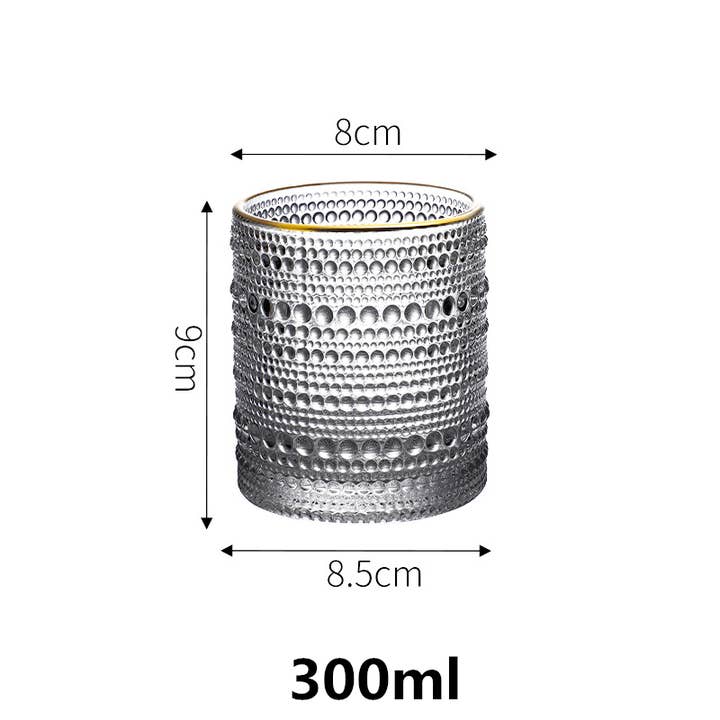 Our Dining Table - Wholesale Drinking Glass/Cup - Classic Stunning Beads Pattern Glassware with Gold Rim2