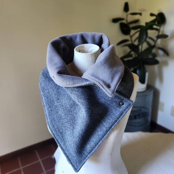 Grandma Skills - Wholesale Scarf - Women's - Luxury Snap Cowl-Navy Twill Slim Fit2