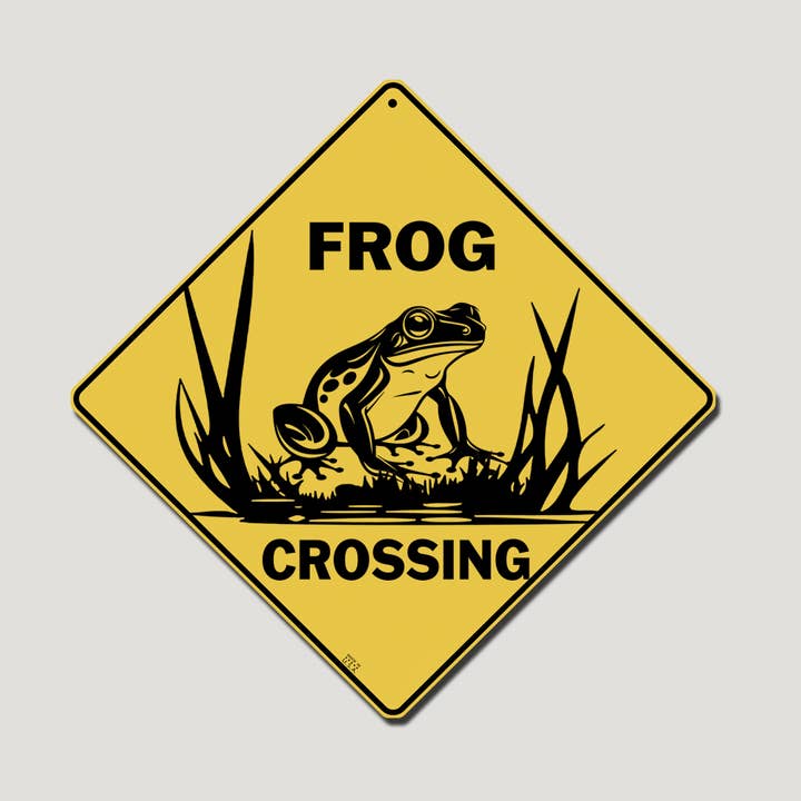 Frog Silhouette Crossing 12" x 12" Aluminum Sign for wholesale by Atlas Screen Printing