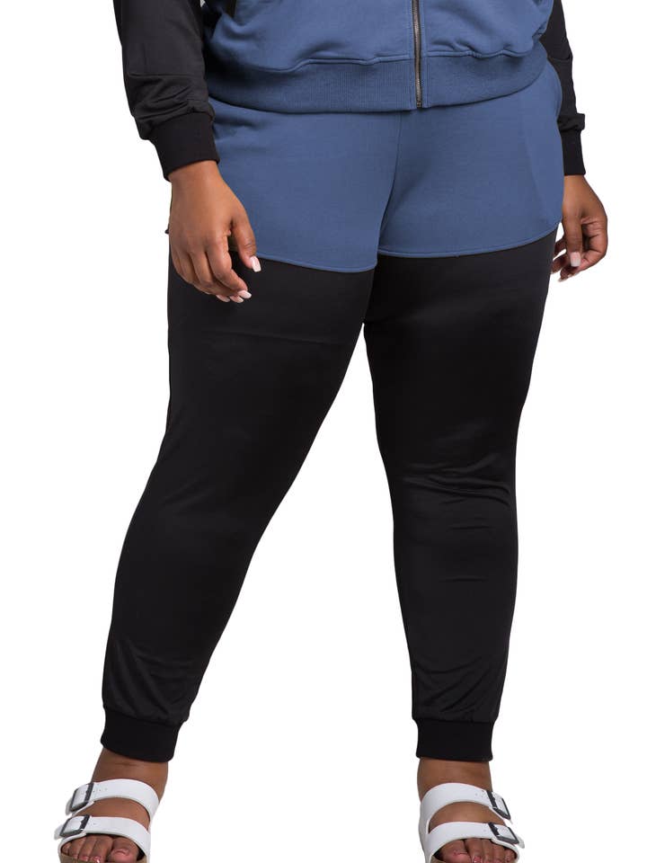 Women's Plus Size Contrast Blocked Jogger for wholesale by Poetic Justice