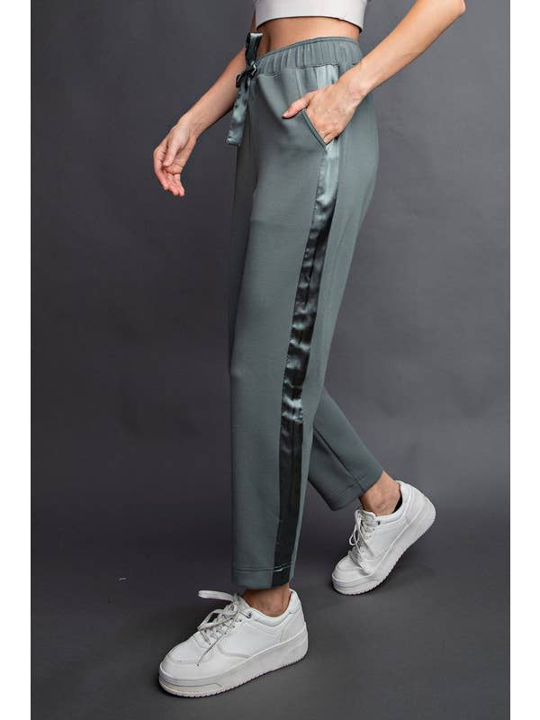 Sunday Morning - Wholesale Lounge Sweatpants/Joggers - Women's - P146237 Straight Leg Jogger with Side Satin Detail1