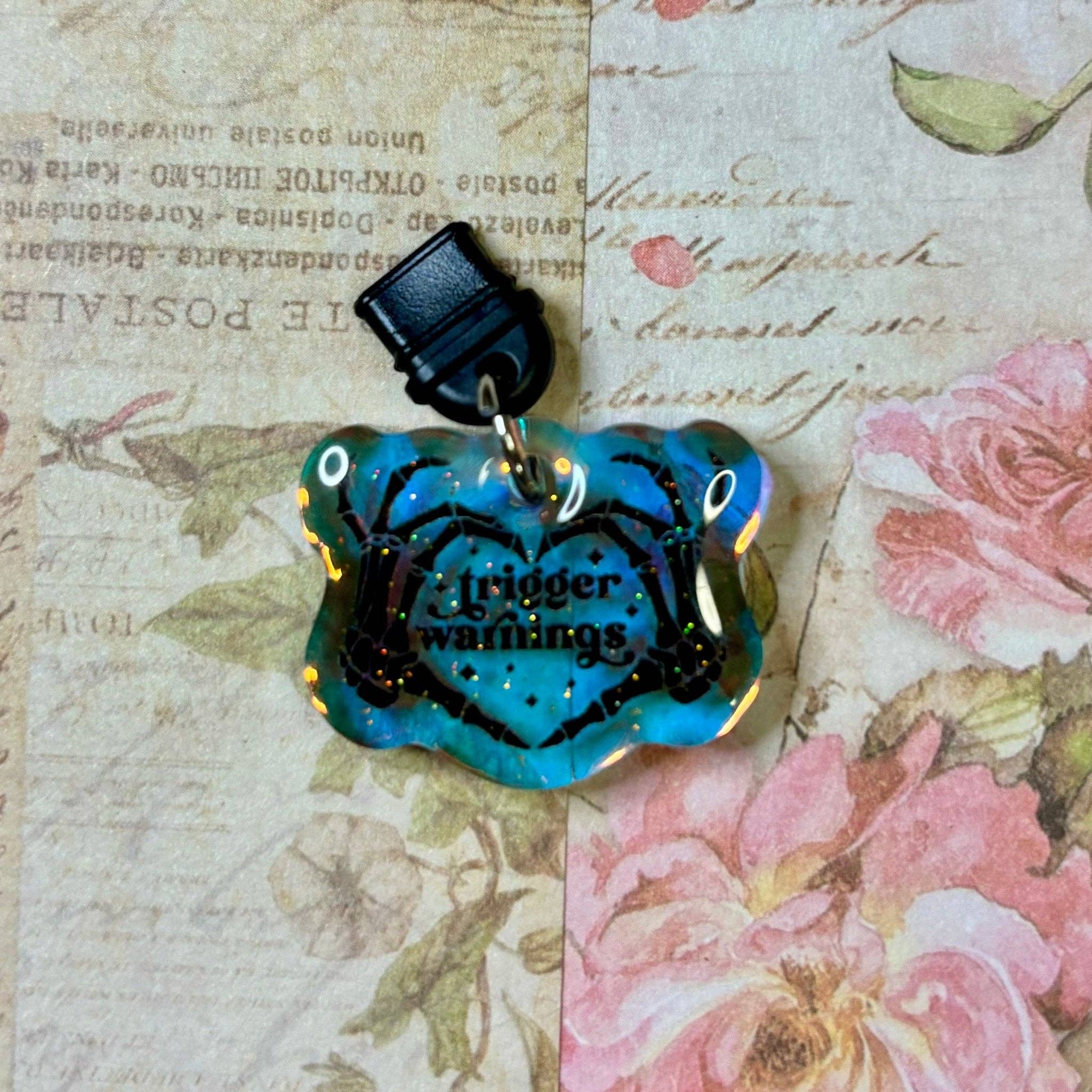 Awfullynerdy.co - Wholesale Individual Charm/Pendant - Trigger Warnings Smut Holographic Sparkle USB-C Dust Plug Kindle Charm4