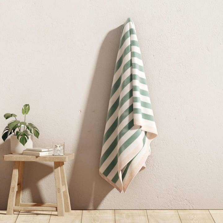 BH Collective - Wholesale Beach Towel - Oversized Striped Border Cabana Beach Towel - Santa Cruz22