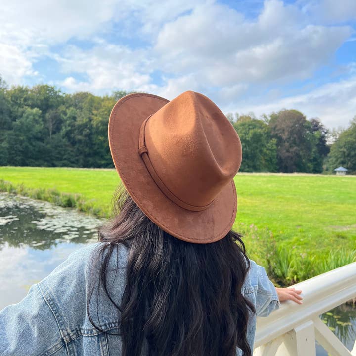 Sandoval Hats – wholesale Fedora - Dam – Tapalpa brun veganskt mocka-fedora, vattentät1