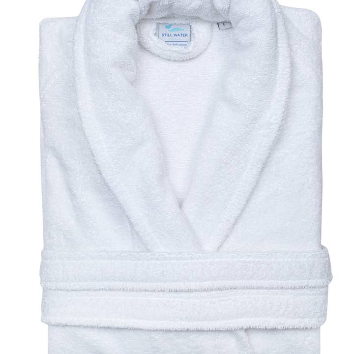 Shawl Collar Terry Robe T400 White for wholesale by Still Water Linens