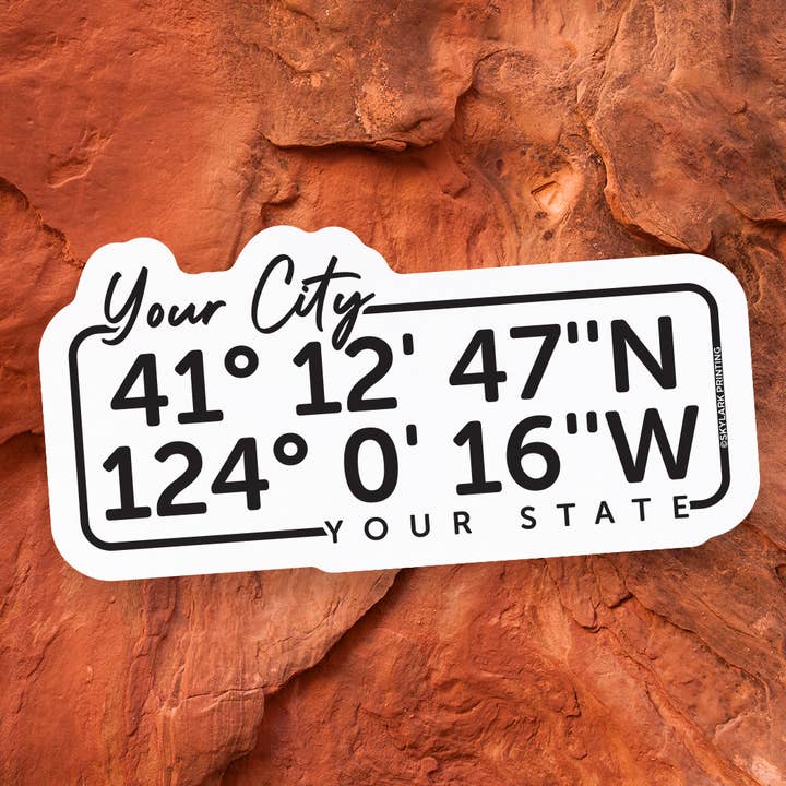 Skylark Printing - Wholesale Sticker - Your Coordinates Souvenir Sticker with your Custom Location