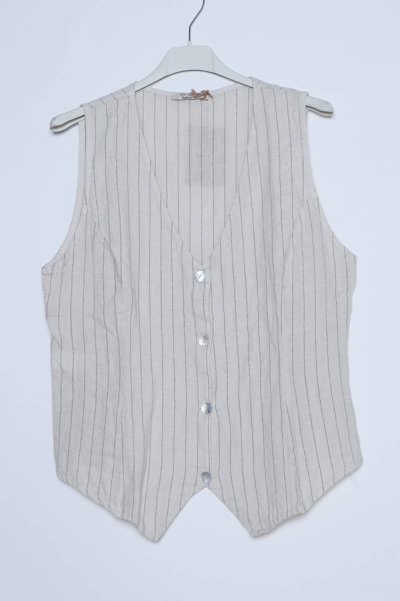 LÉA & LUC - Wholesale Button Down Shirt - Women's - Sleeveless shirt in 100% Linen REF. 51704