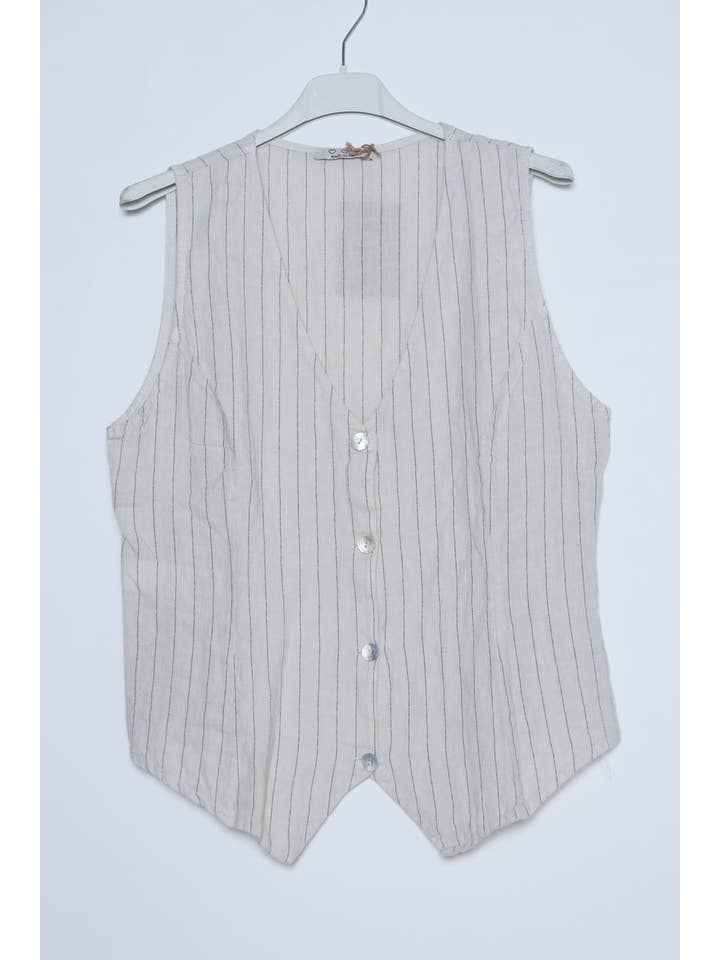LÉA & LUC - Wholesale Button Down Shirt - Women's - Sleeveless shirt in 100% Linen REF. 51704