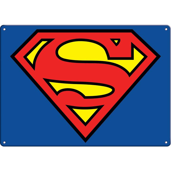 Superman Logo Metal Sign (11.5" x 8.25") for wholesale by Ata-Boy
