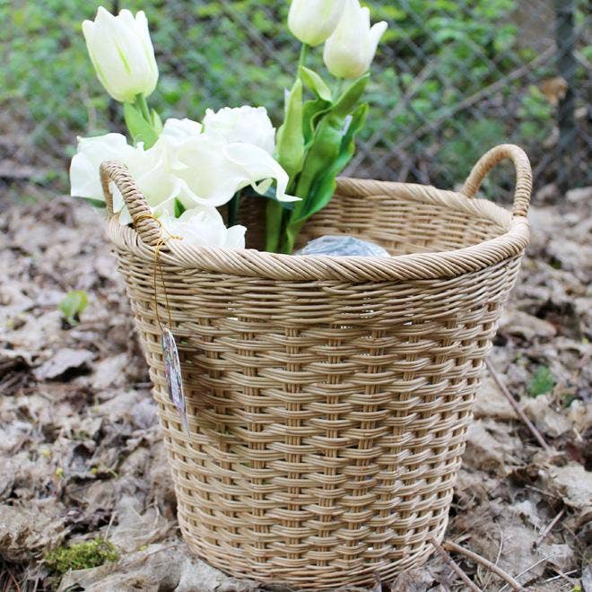 Baskets of Cambodia - Wholesale Basket - Mini Multi-Use Round Rattan Basket w/ Handle Triple Weave1