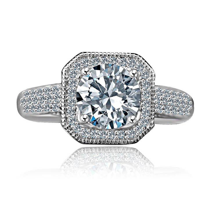 2CT Round Diamond Veneer Cubic Zirconiar Ring. 635R4002 for wholesale by Diamond Veneer Travel Jewelry