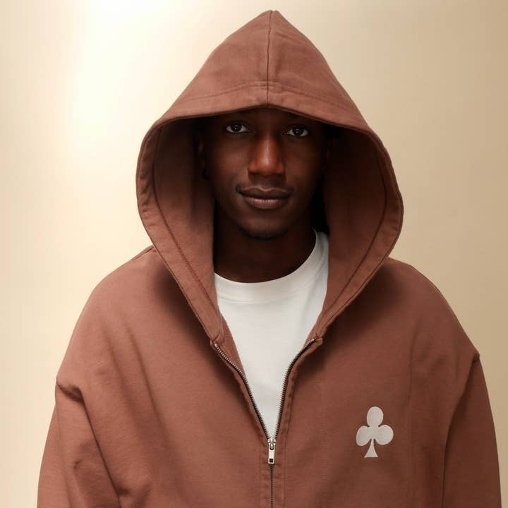 Oversized Zip-Up Hoodie – Vintage Brown for wholesale by monsieurbarr