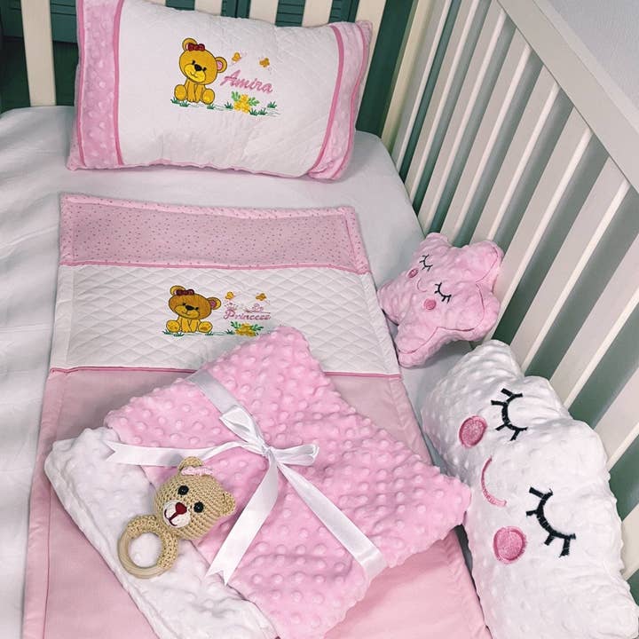 Ensemble de literie pour berceau ours pour petite fille/ensemble de literie pour berceau pour la vente par KidsEasyDesigns