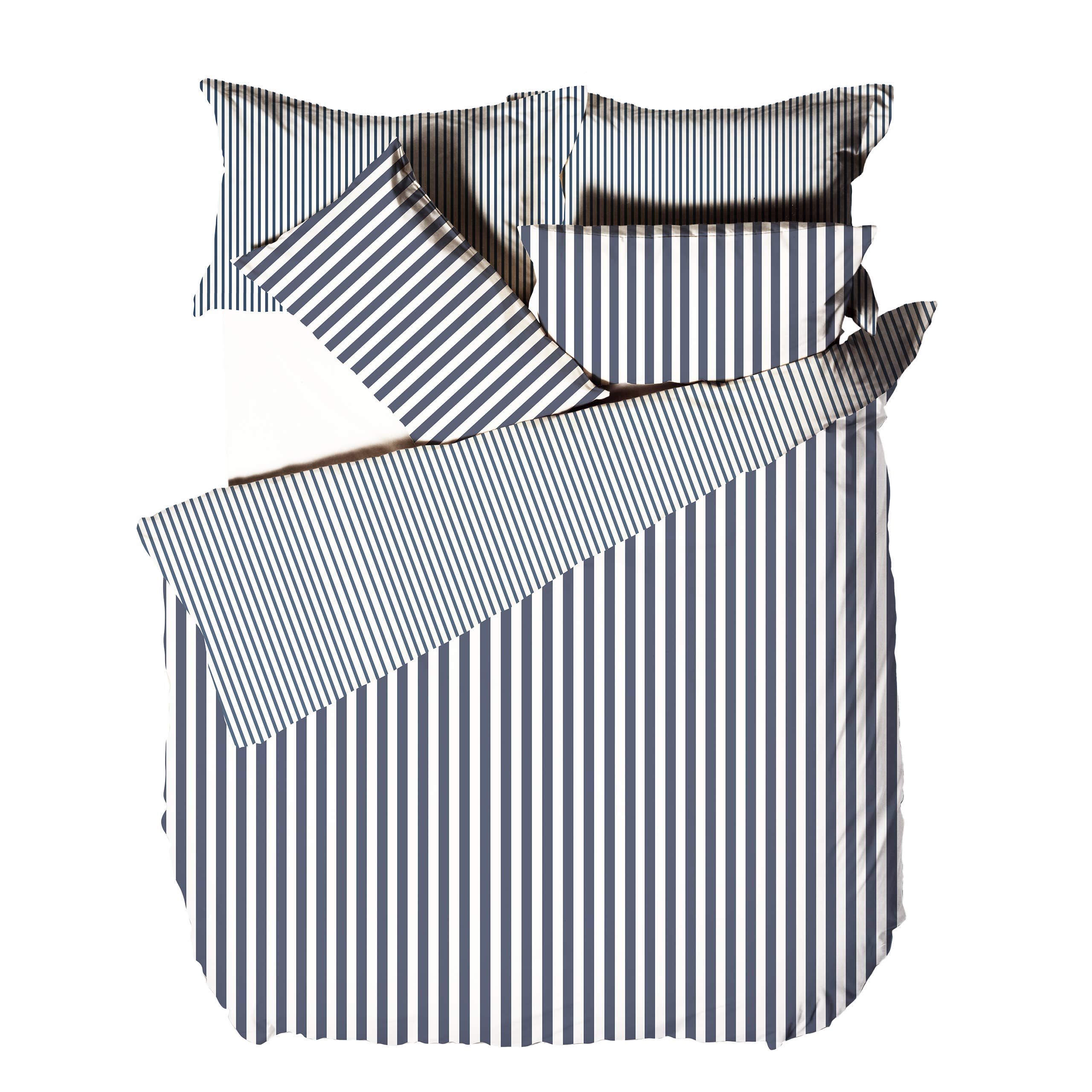Navy Grey Hebden Mélange Stripe 100% Cotton Duvet Cover Set Navy/Grey for wholesale on Faire3