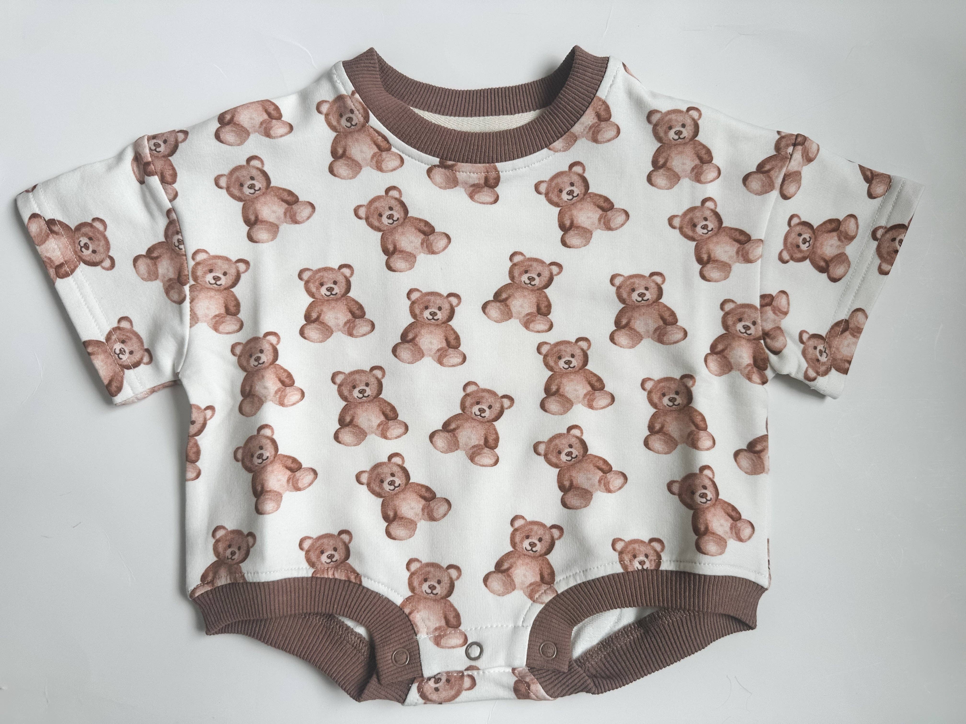 Addie Joy company - Wholesale Bodysuit (Non-Footed) - Baby - Oversized T-shirt Bubble Romper- Teddy Bear2