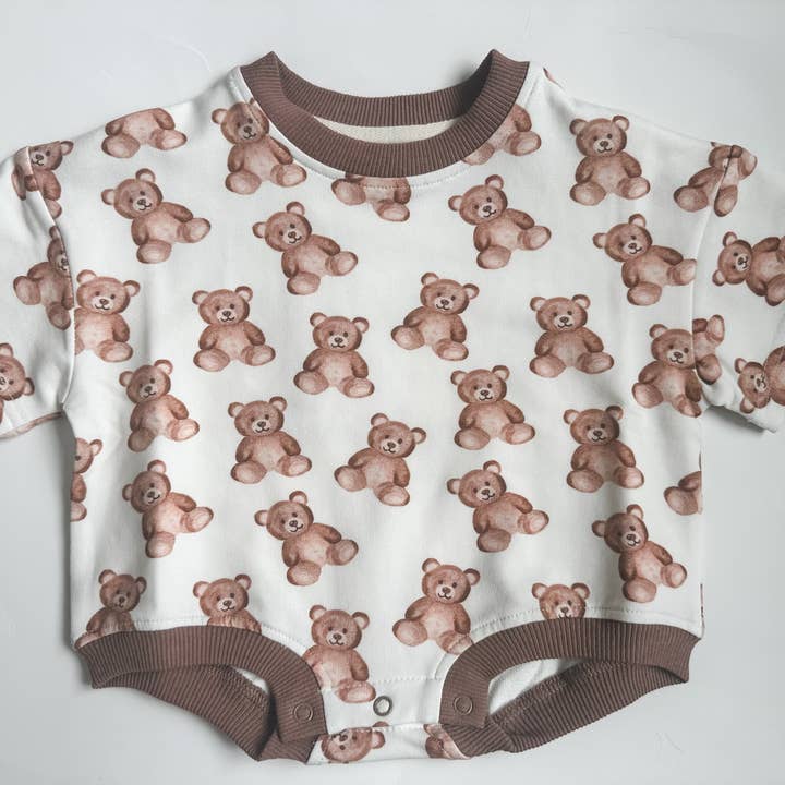 Addie Joy company - Wholesale Bodysuit (Non-Footed) - Baby - Oversized T-shirt Bubble Romper- Teddy Bear2