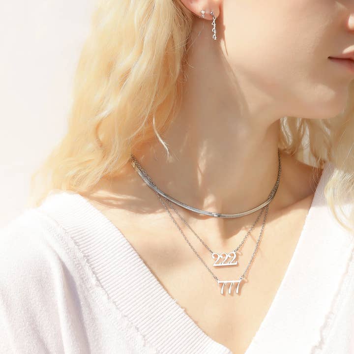 WJW - Wholesale Pendant/Charm Necklace - 18K Gold PVD Stainless Steel Angel Number Necklace