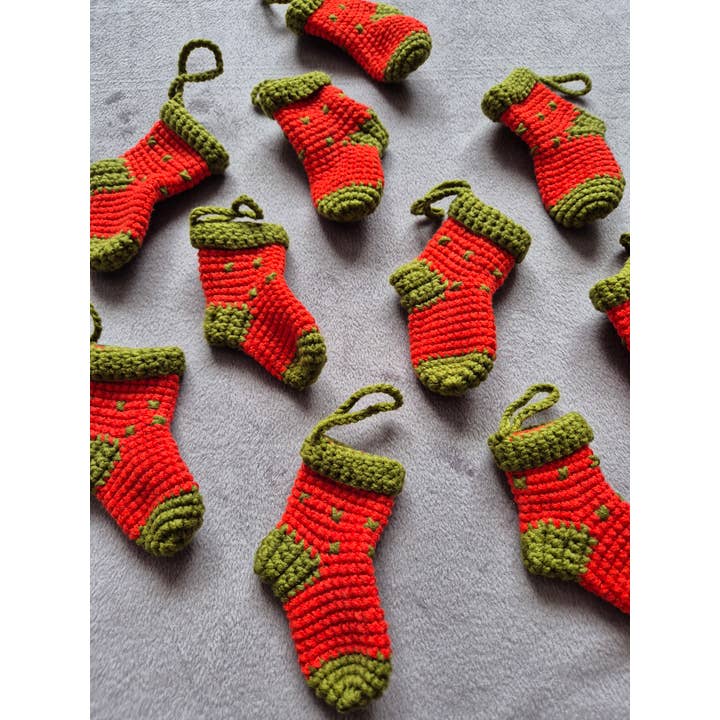 Calcetín de ganchillo, adorno para árbol de Navidad para venta al por mayor de despinacrafting