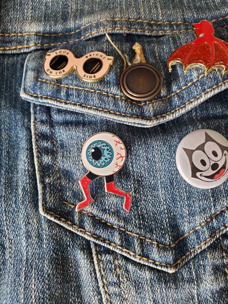 Brianna Gardocki Art - Wholesale Lapel Pin/Button - Eyeball Enamel Pin, Glitter, Boots, Funny, Funky2