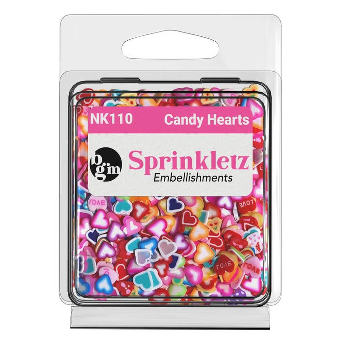 Candy Hearts Polymer Clay Craft Embellishments for wholesale by Buttons Galore & More