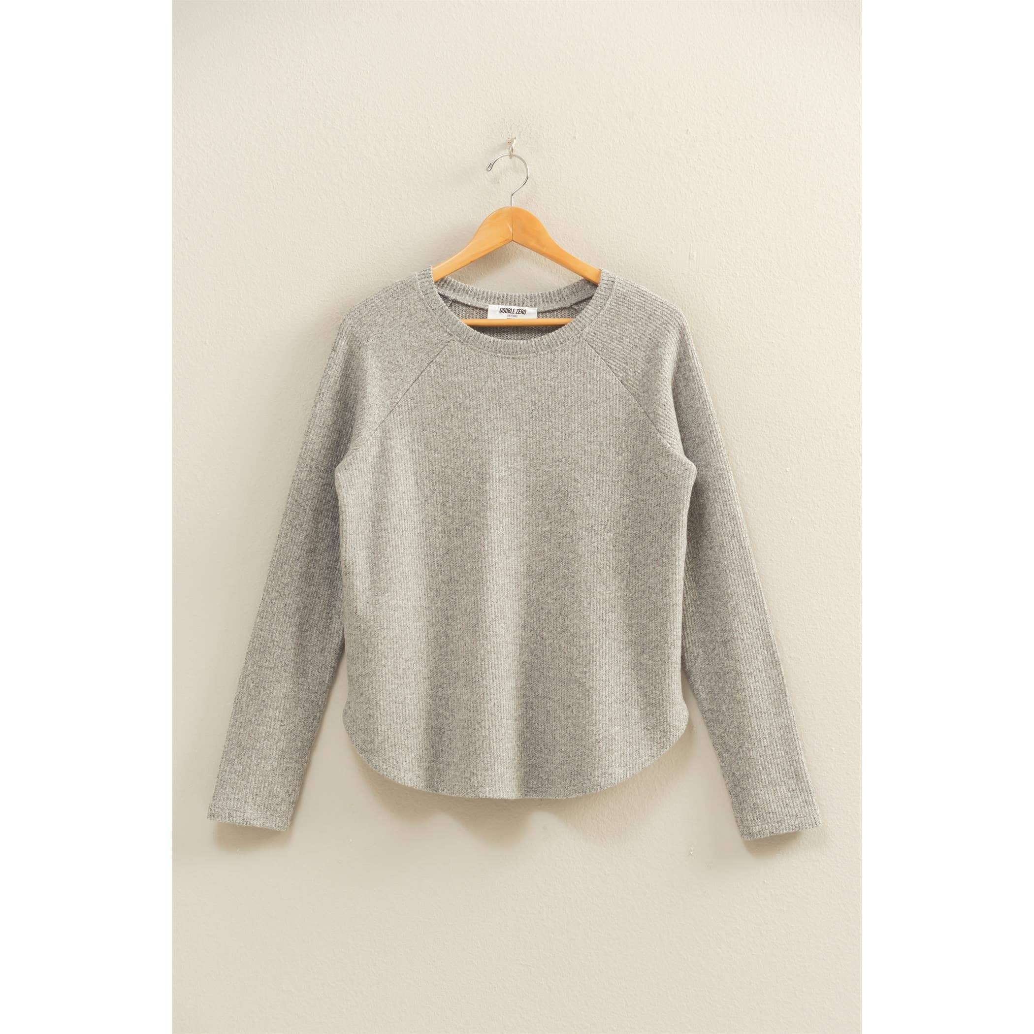 Double Zero - Wholesale Shirt - Women's - Brushed Waffle Raglan Long Sleeve Casual Top22