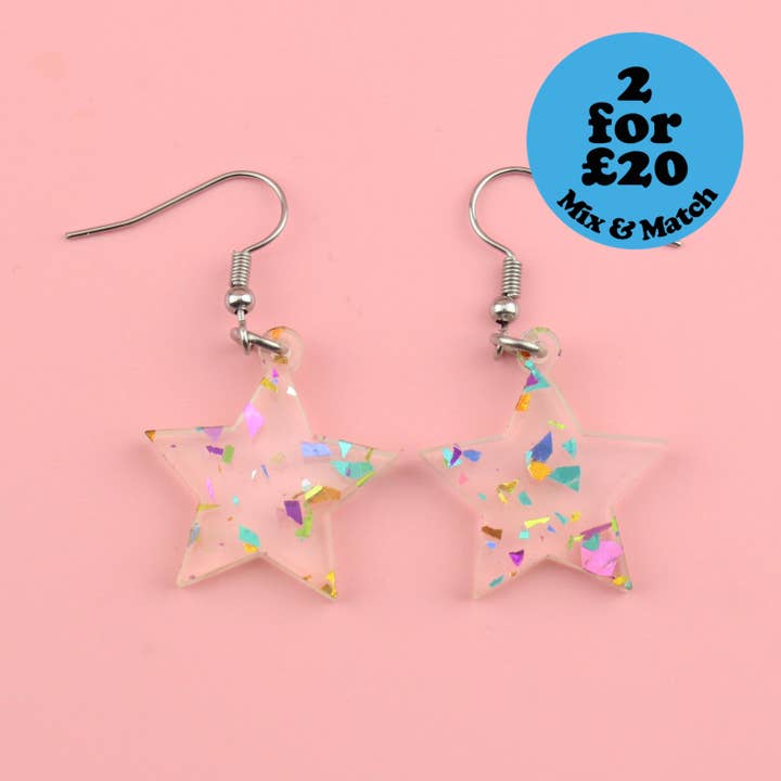 Confetti Stars er blinde øreringe for engroshandel hos Sour Cherry