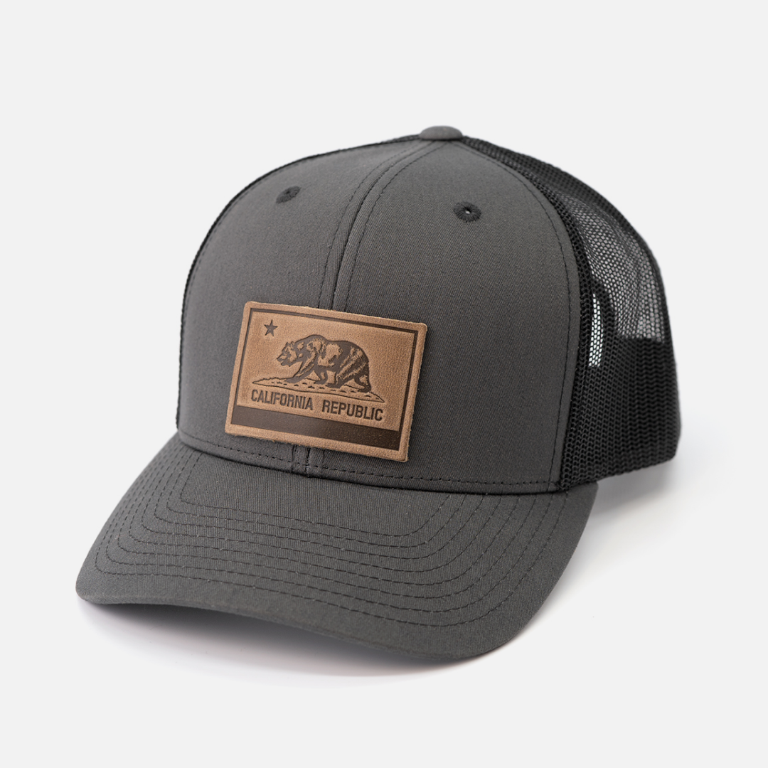 Range Leather Co. - Wholesale Trucker Hat - Unisex - California Flag Hat | Leather Patch Trucker Hat4