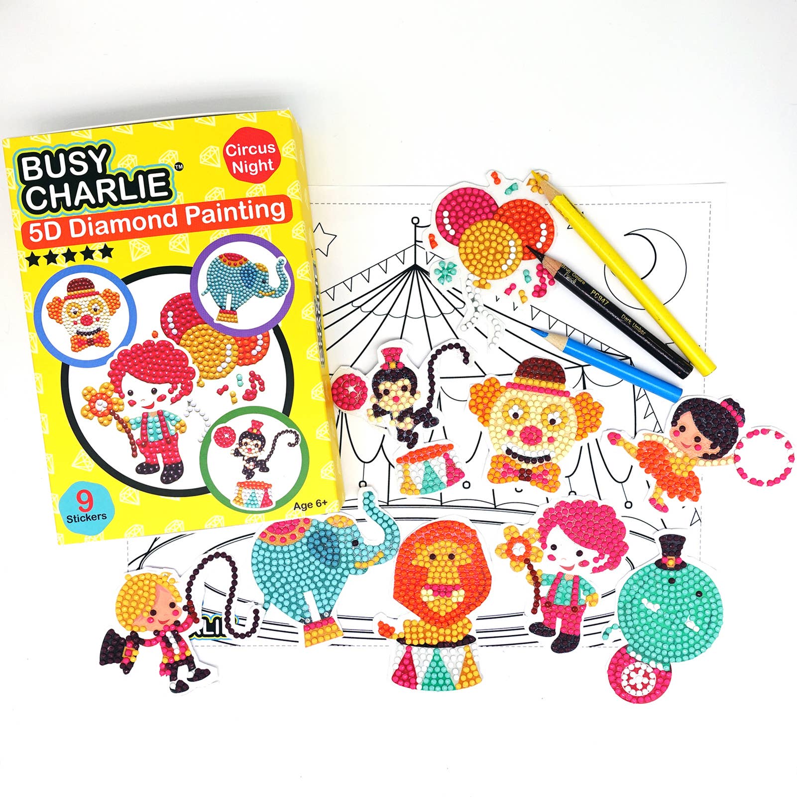 Busy Charlie LLC - Wholesale DIY Craft Kit - Kids - 5D Diamond Painting Kit for Kids - Circus Night6
