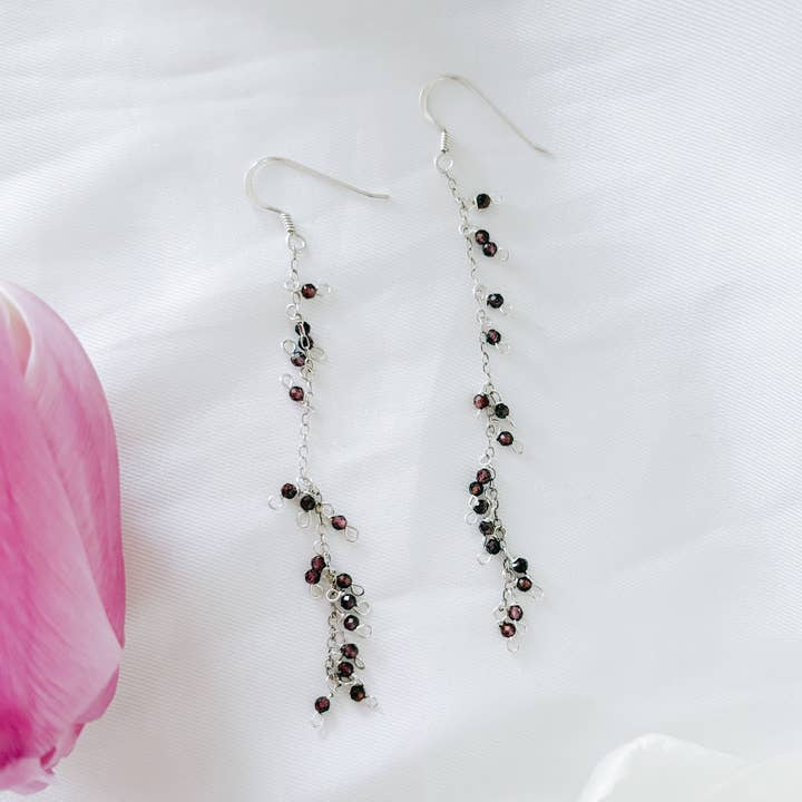 Pendientes de cascada de granate para venta al por mayor de Lovanju