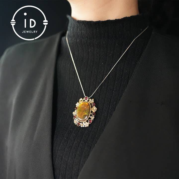 idjewelry – wholesale Individuell berlock/hänge – Naturlig Ammolit-hänge| Handgjorda Ädelstenssmycken| Vintage Opalhänge| Unik Gåva för Kvinnor