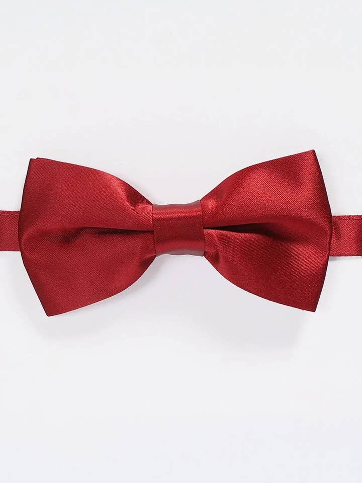 Nœud papillon pré-noué en satin pour homme - Bordeaux pour la vente par Ron Tomson