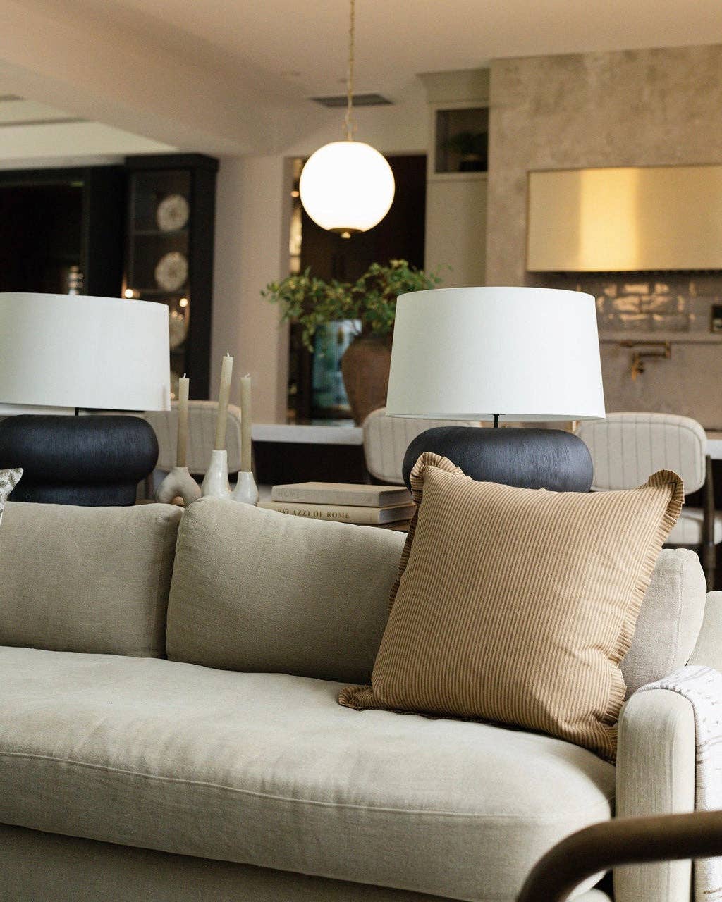 Linen & James - Wholesale Throw Pillow Cover - Foster | Brown Tan Pleated Ruffle Linen Stripe Pillow Cover6