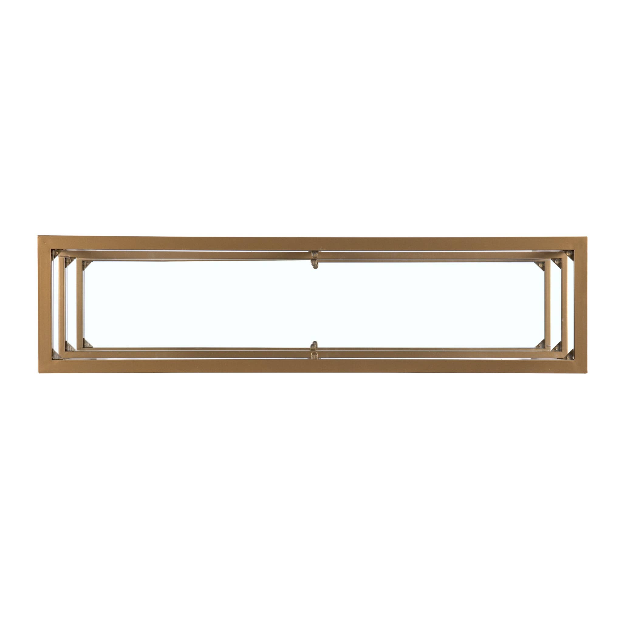 HomeRoots – Mesa consola por atacado – Mesa de consola de chão em vidro transparente e dourado 49"4