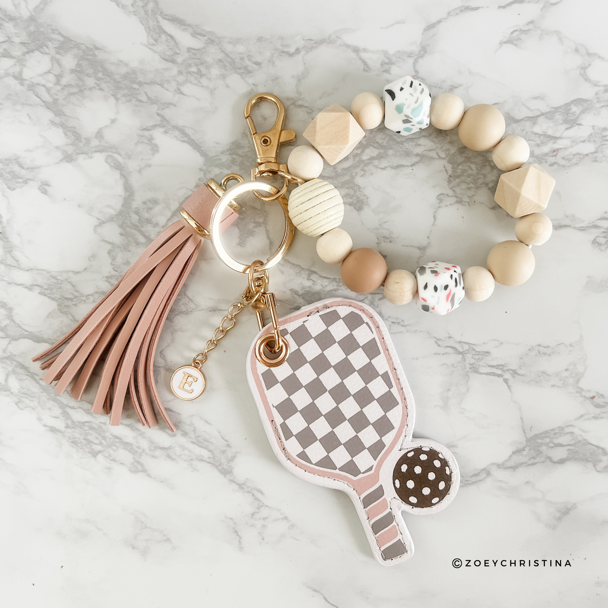 Zoey Christina - Wholesale Keychain - Women's - Pickleball Keychain – Neutral Colors with Optional Wristlet5