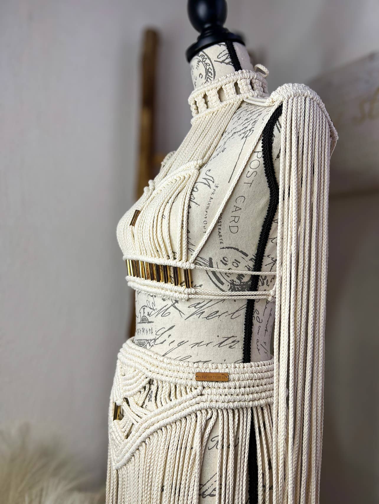 NATURAL Zamna Luxury handmade festival set in macrame, Goddess Set. for wholesale on Faire5