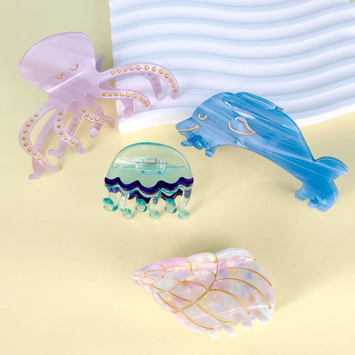 ACCITY - Wholesale Hair Clip - Women's - OCEAN BEACH FISH SEASHELL ACRYLIC HAIR CLAW CLIPS _CWAHA055215